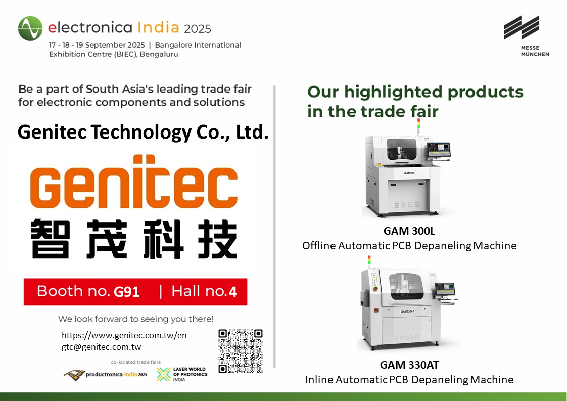 智茂科技 GENITEC：2025 年印度電子零組件暨製造展 – Booth H4 G91, September 17–19, 2025